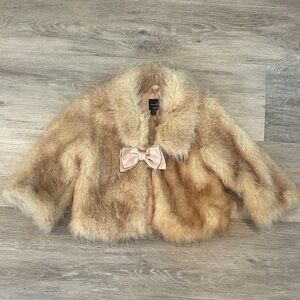 GAP Kids Faux Fur Jacket with Bow - Brown